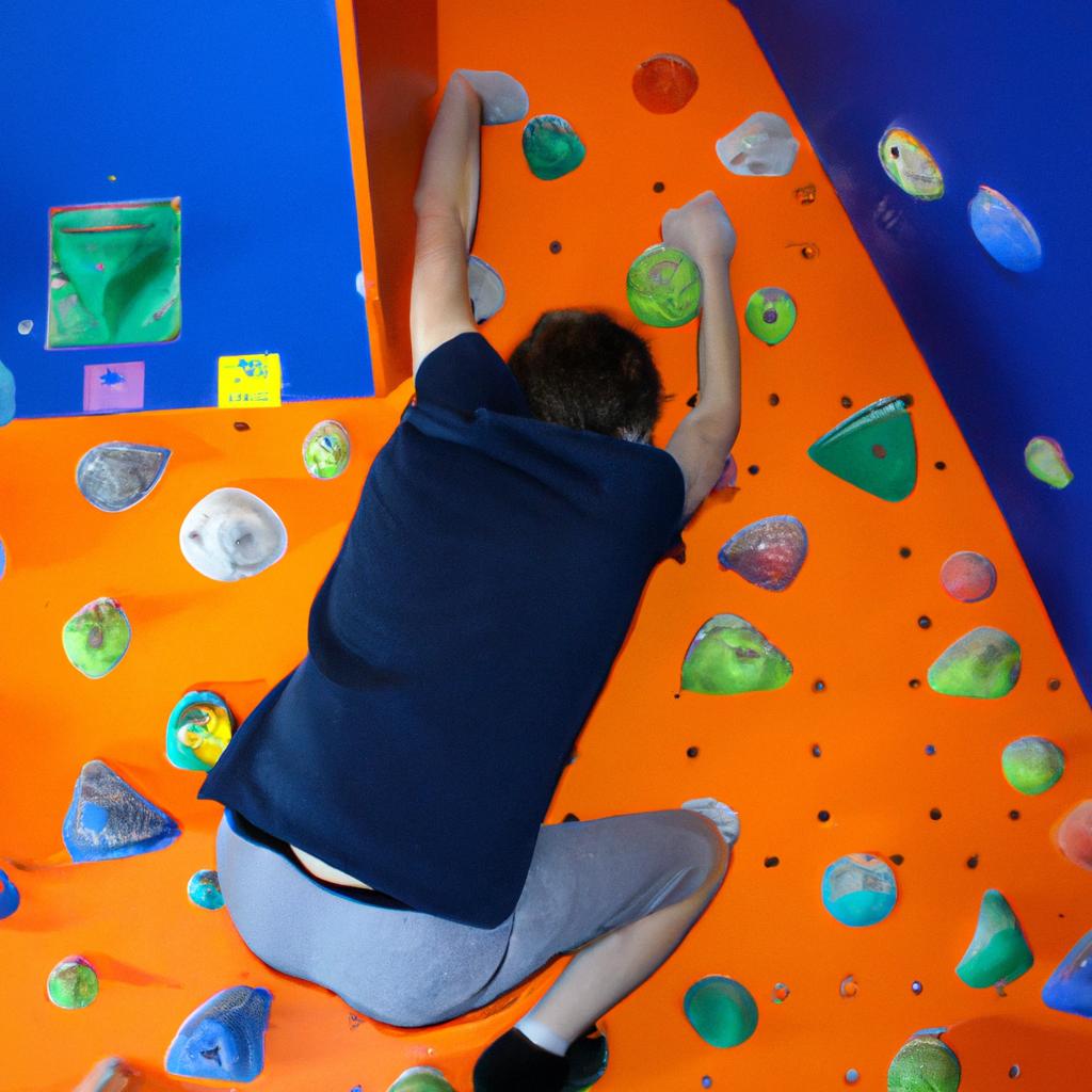 Person climbing indoor playground walls
