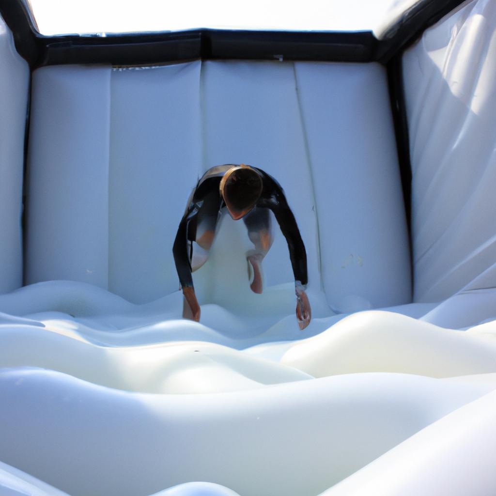 Person jumping into foam pit