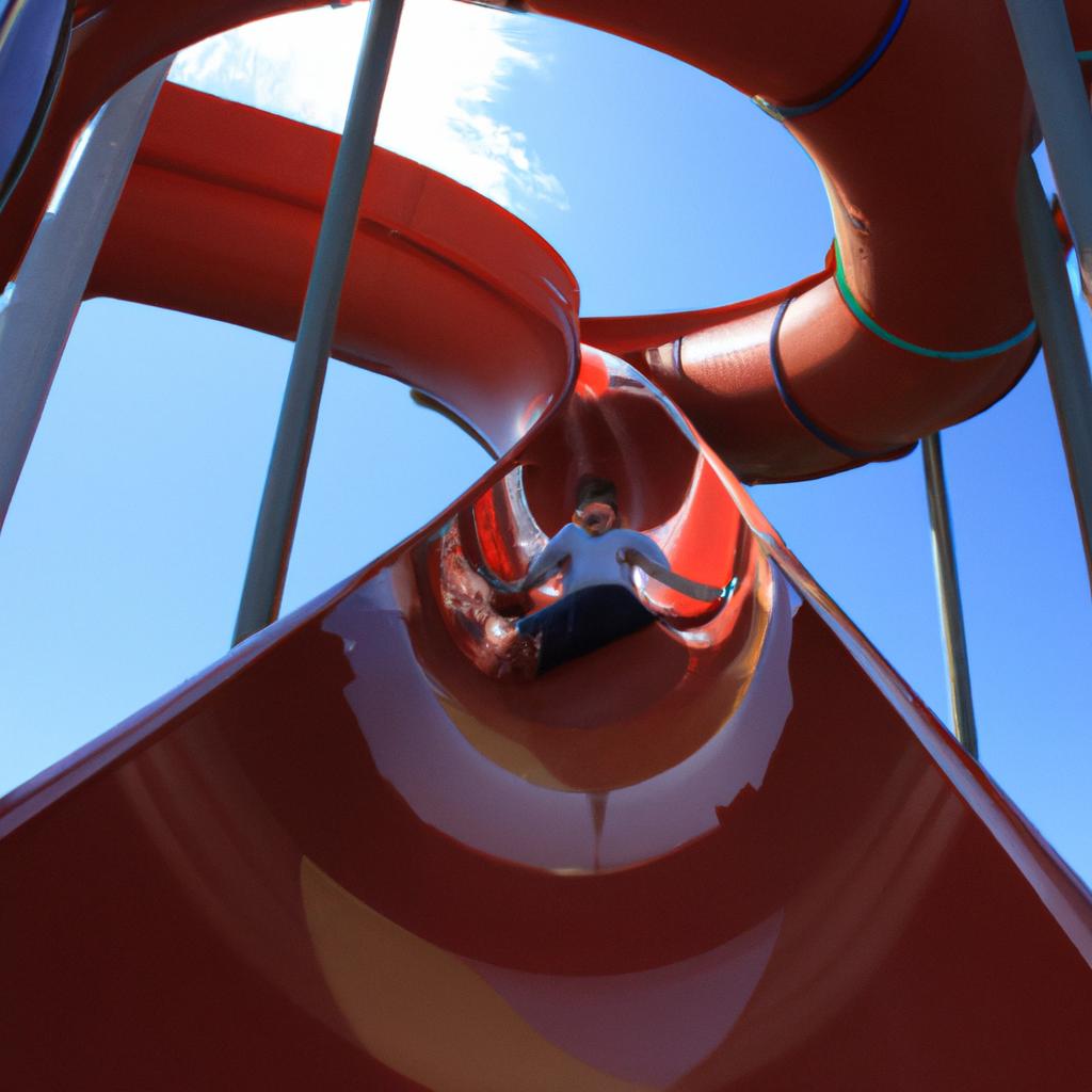 Person sliding down tube slide