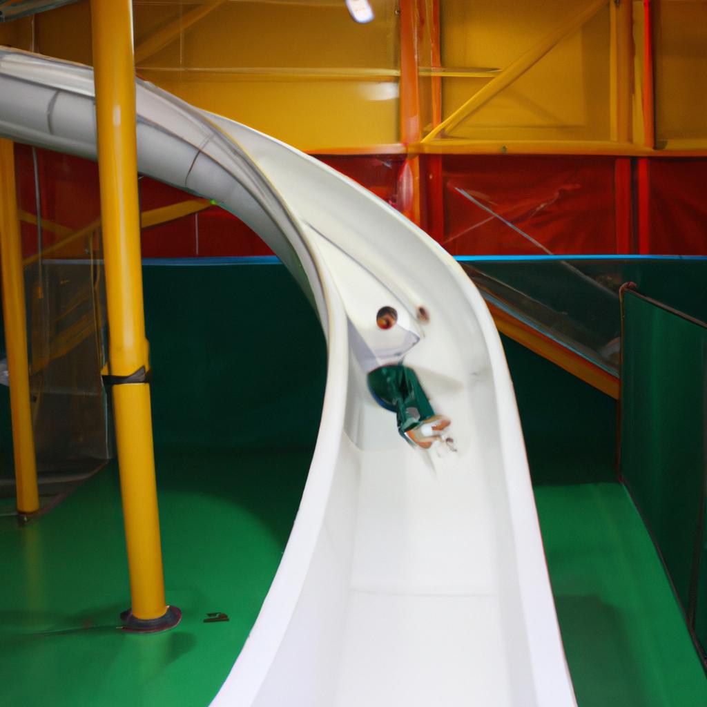 Person sliding down indoor slide
