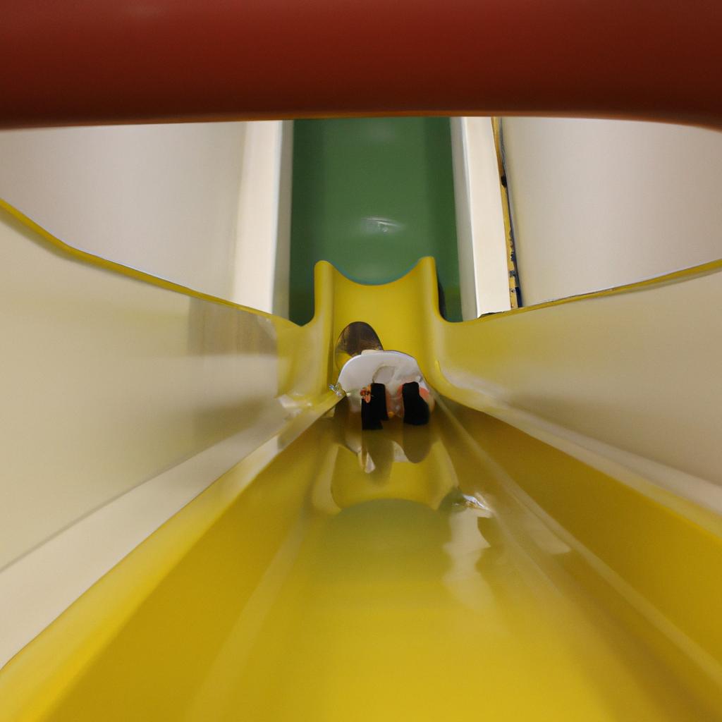 Person sliding down indoor slide