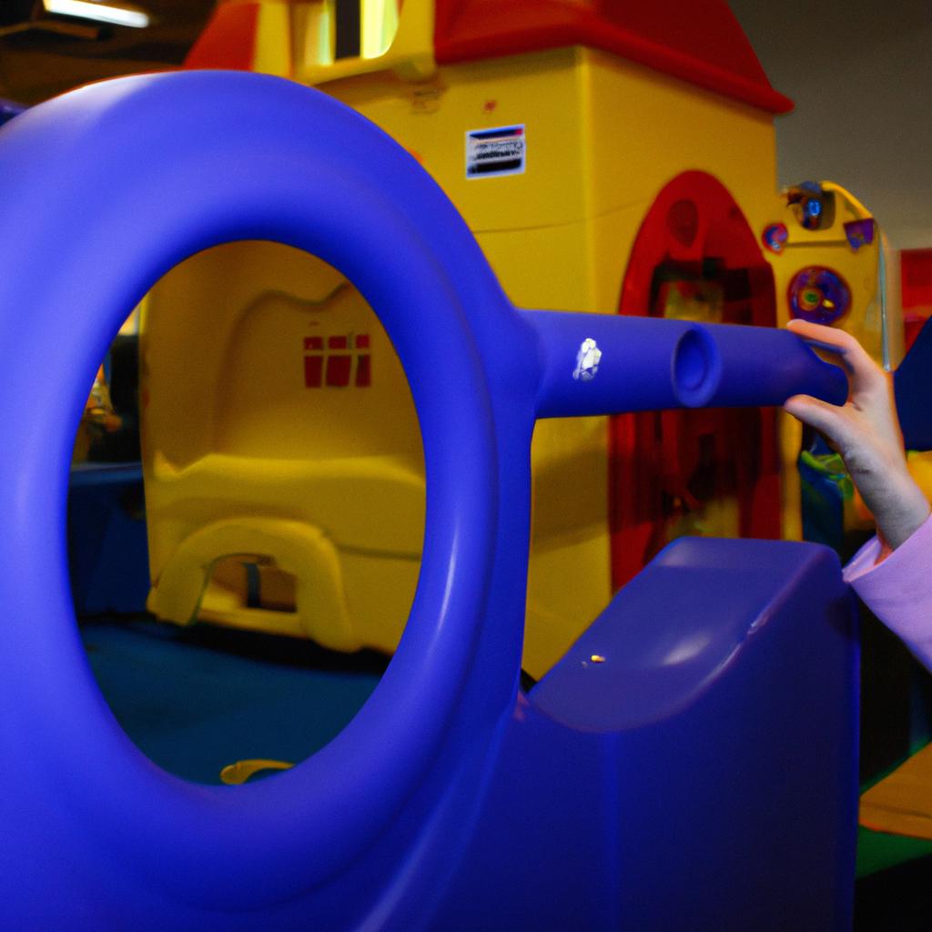 Person researching indoor playground equipment